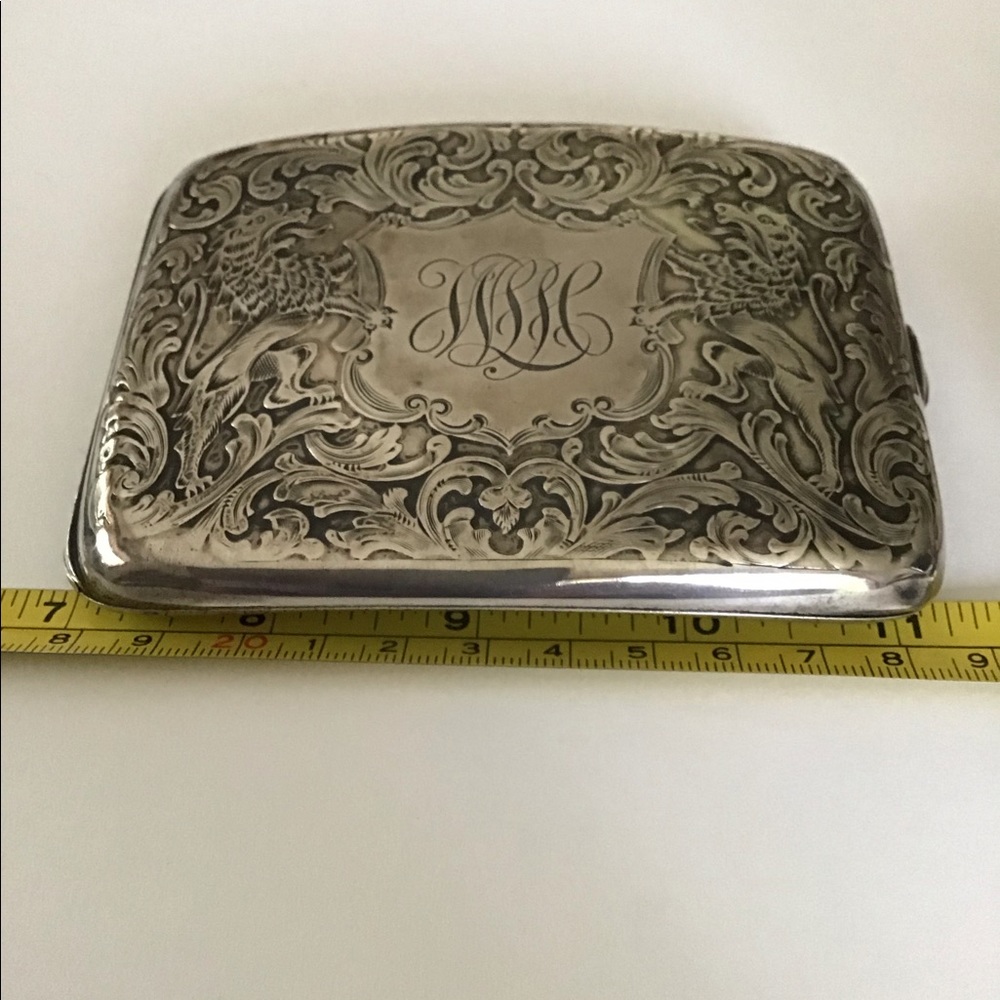 Unger Bros Antique Sterling Cigarette Case Lions - Picture 16 of 16